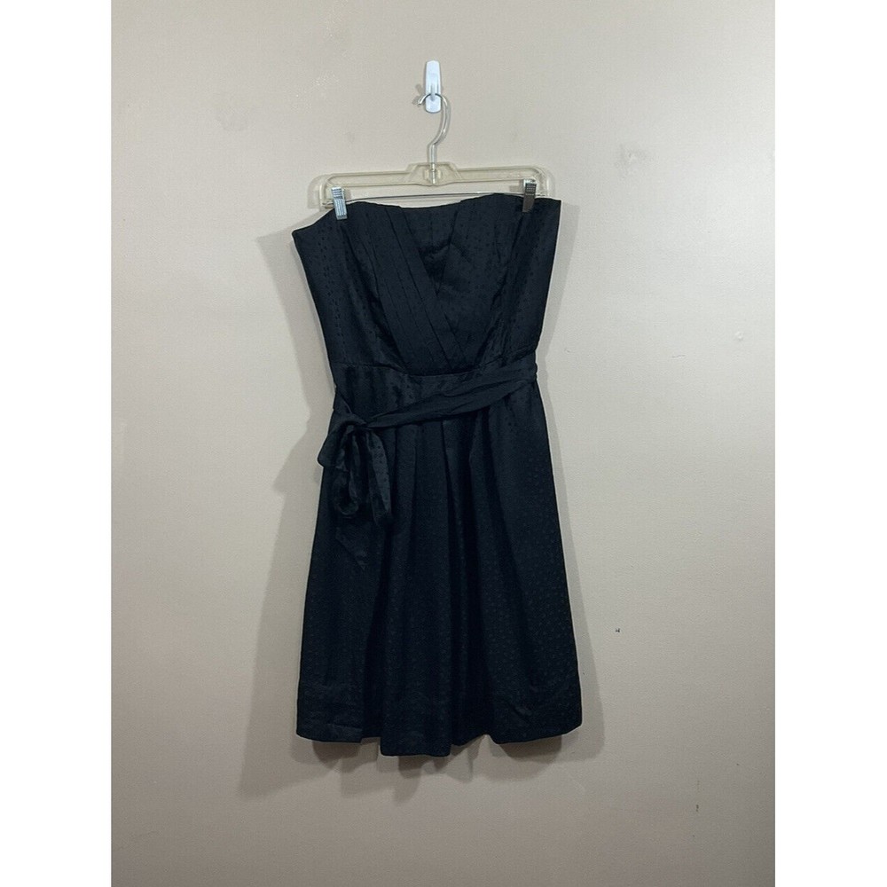 White House Black Market Silk Strapless Dress Sz 12 Black Whimsygoth Minimalist